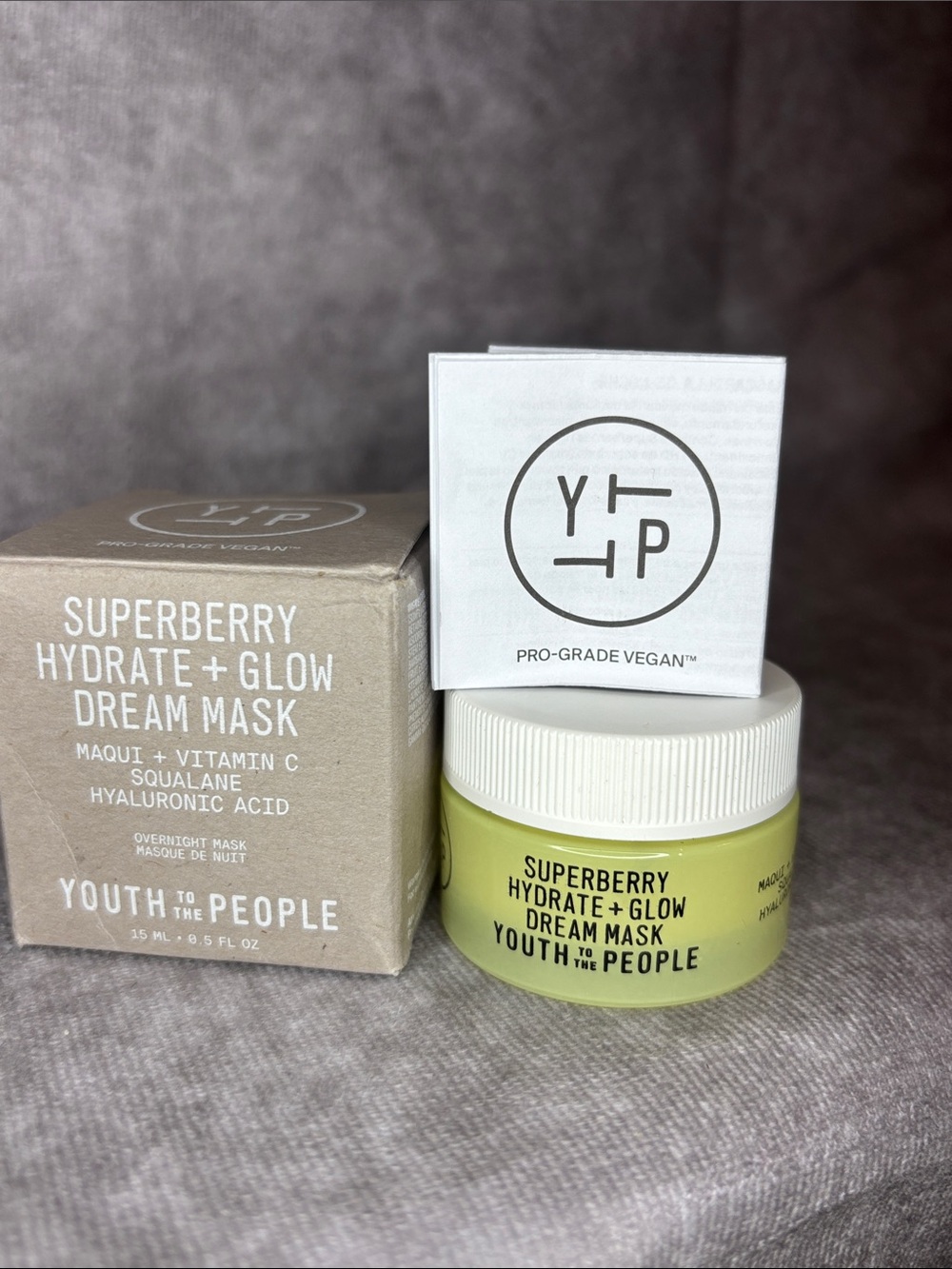 Y/Project Superberry Hydrate + Glow Dream Mask - Light Green & Beige Packaging
